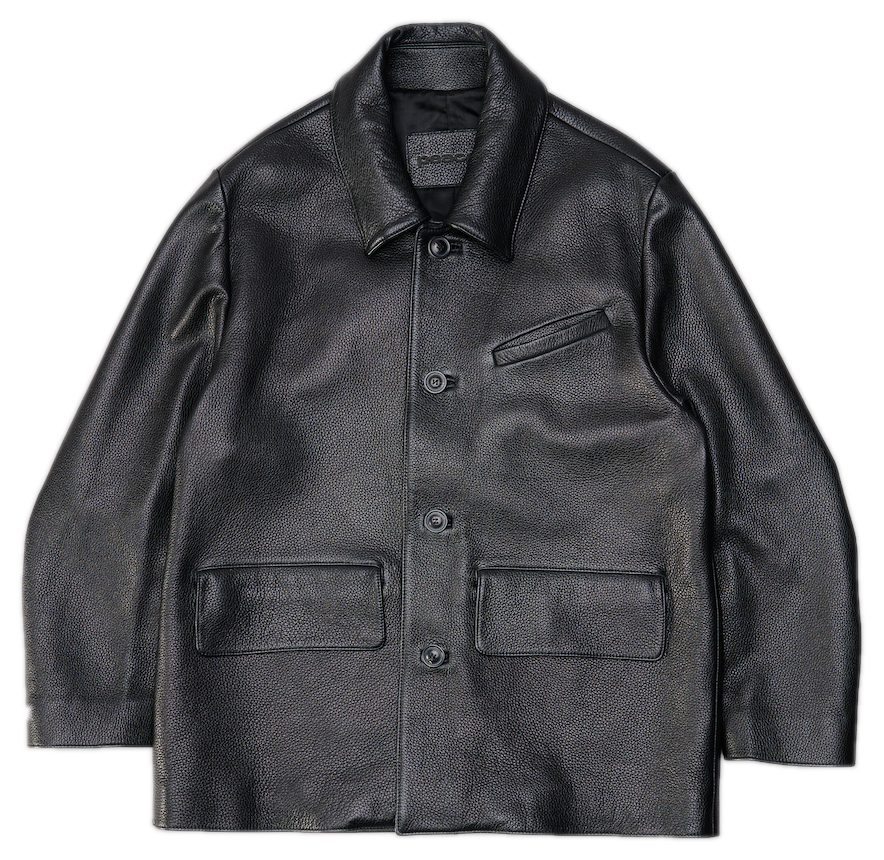 Black leather jacket flat lay photography