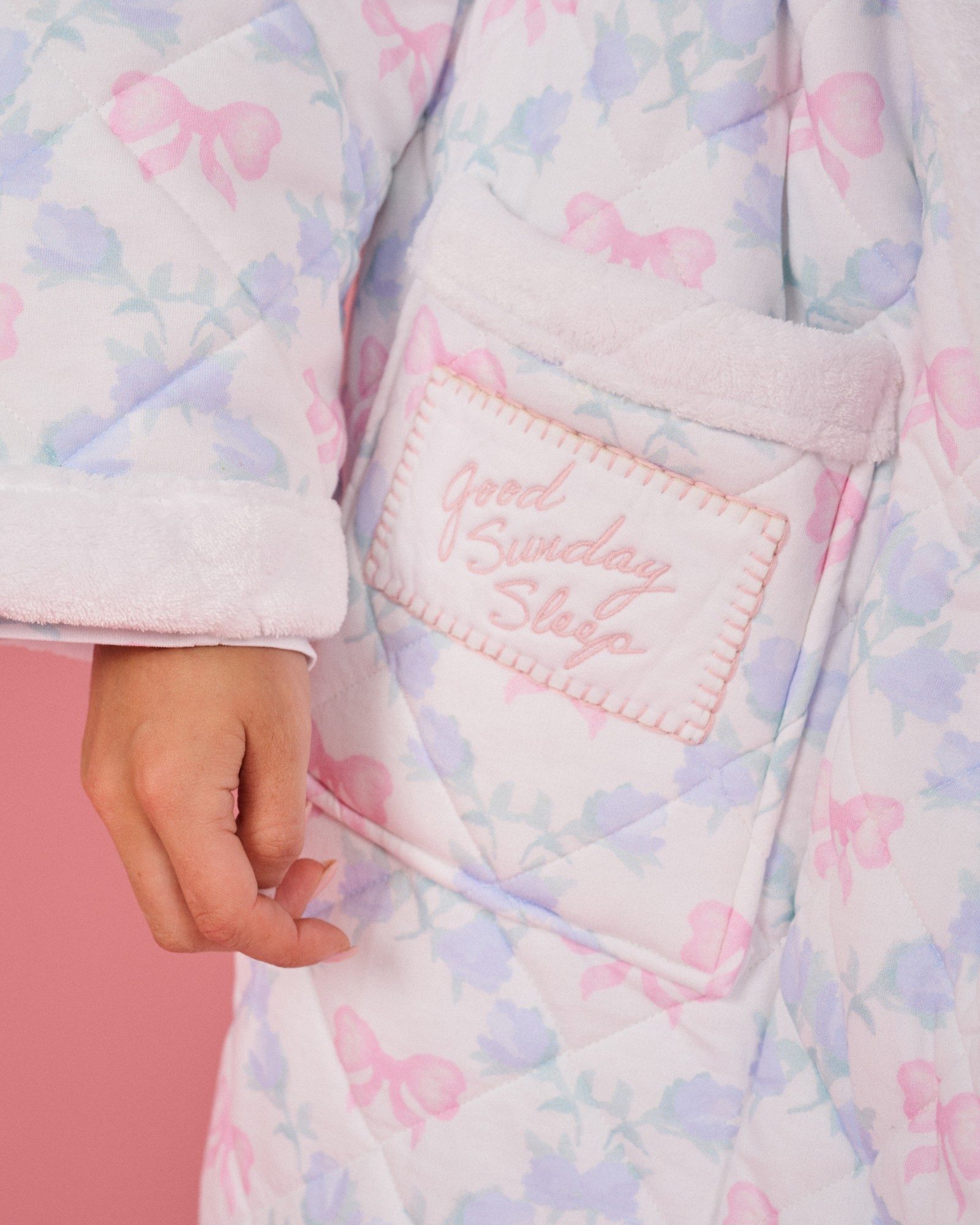 Good Sunday Sleep robe embroidered pocket detail