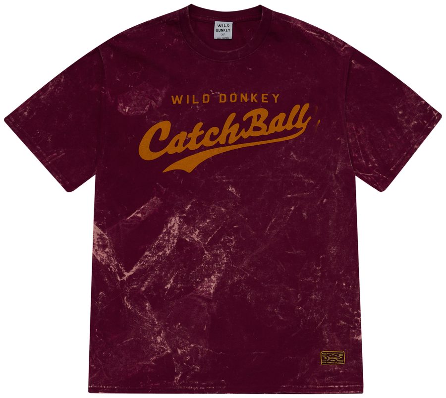 Maroon graphic t-shirt flat lay photography