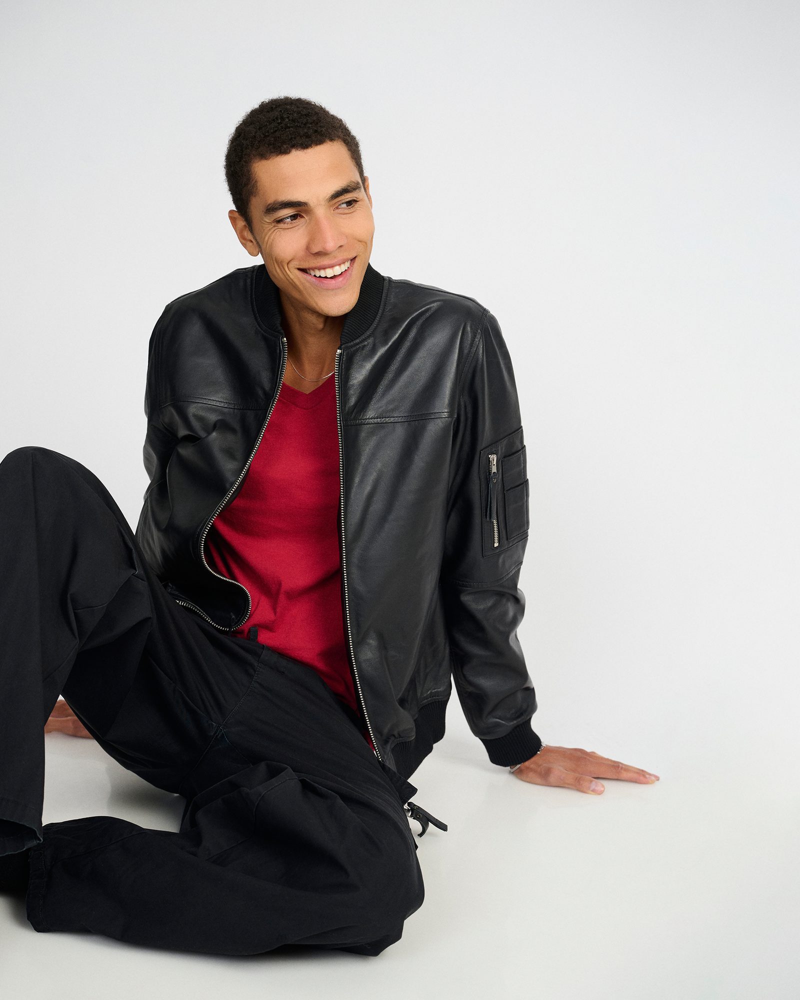 Mens leather jacket ecommerce photography in London